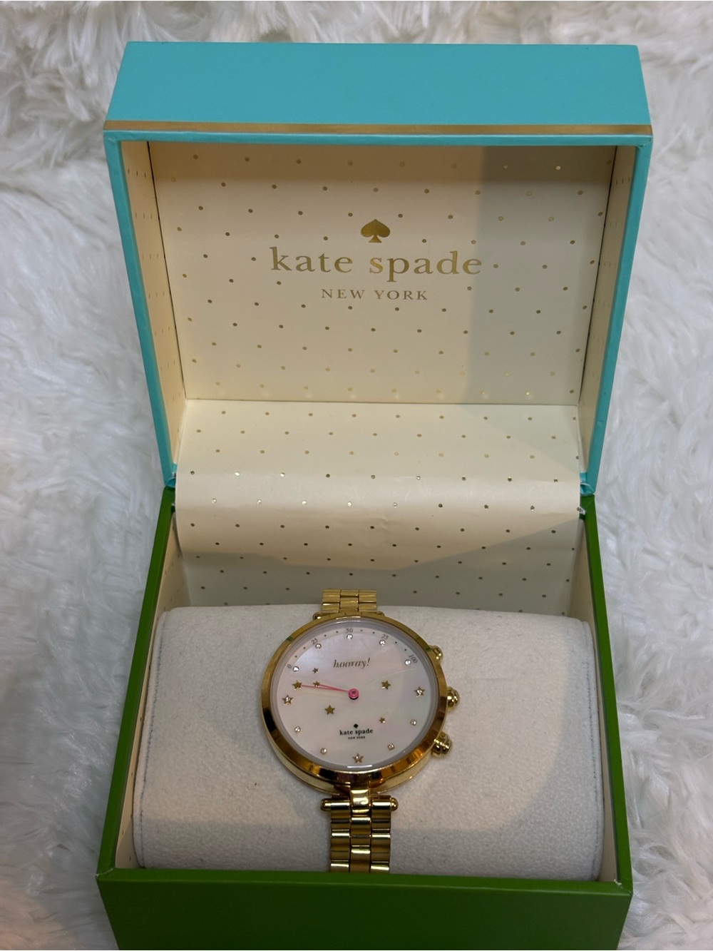 kate spade Gold-Tone Bracelet Watch with Mother-of-Pearl Dial and Star Accents